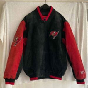 NFL Men's Black/Red Vintage 'Tampa Bay Buccaneers Football Jacket Coat Size 2XL